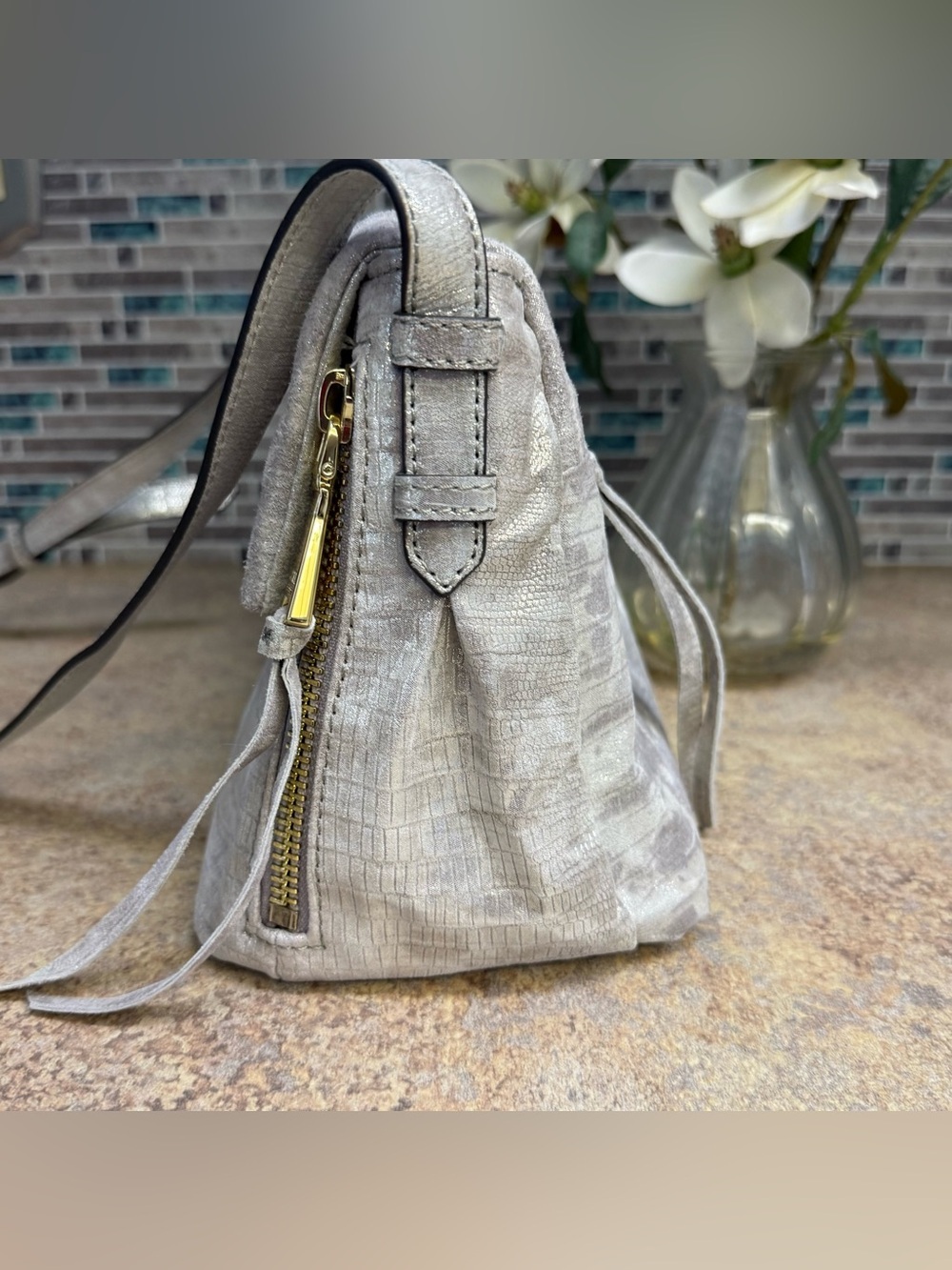 Aimee Kestenberg Bali Metallic Sunrise silver crossbody - Picture 6 of 10